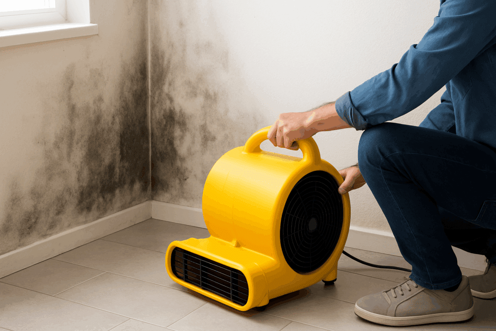 solutions pour assécher vos murs rapidement : Assèchement d’un mur humide avec un ventilateur professionnel