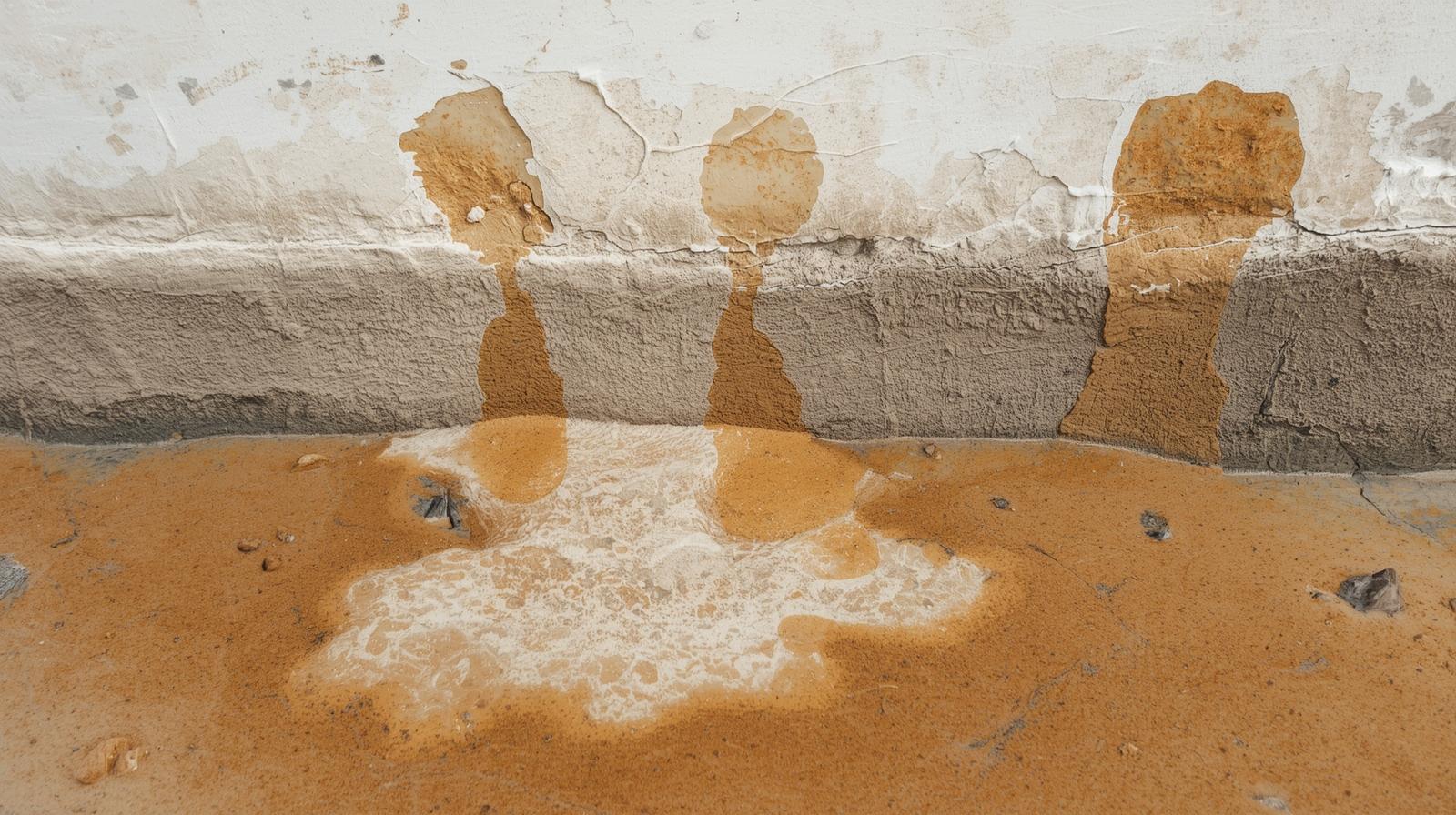 Mur intérieur présentant des remontées capillaires avec décollement de peinture, typique des zones humides des Landes.