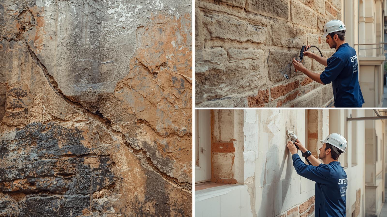 Injection de résine hydrophobe pour un traitement d'humidité à Bayonne sur un mur de rez-de-chaussée.
