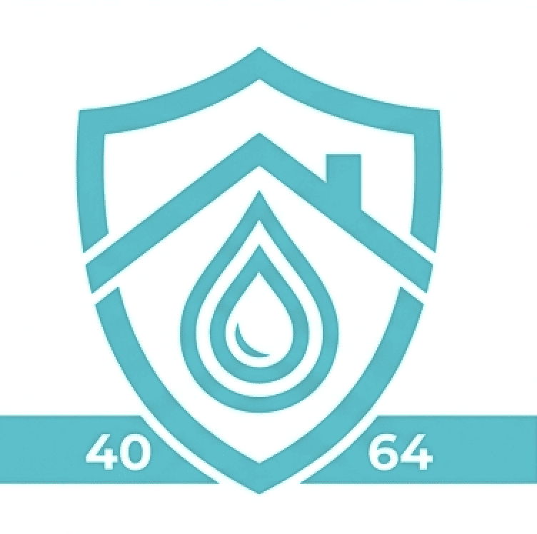 Logo favicon turquoise Expert Humidité 40-64 représentant une goutte d'eau protégée par un bouclier pour le traitement de l'humidité dans les Landes et le Pays Basque.