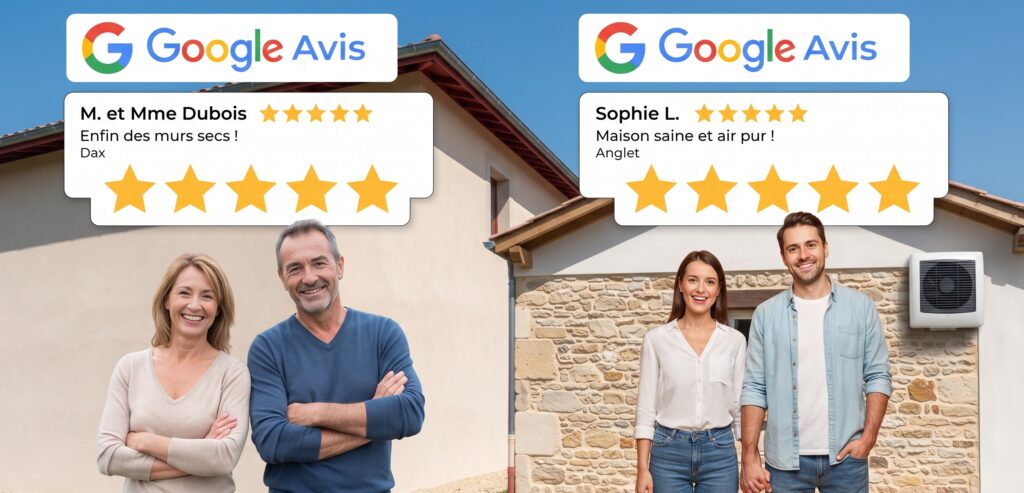 émoignages clients et avis Google d'Expert Humidité 40-64