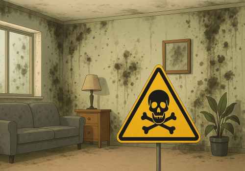 Moisissure sur les murs : Moisissure visible sur un mur intérieur d'une maison humide